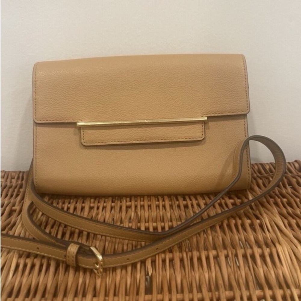 Clutch Purse Vince Camuto Crossbody Leather Tan detachable‎ shoulder strap